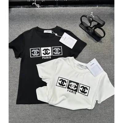 Chanel T-Shirt Black Paris Logo Style