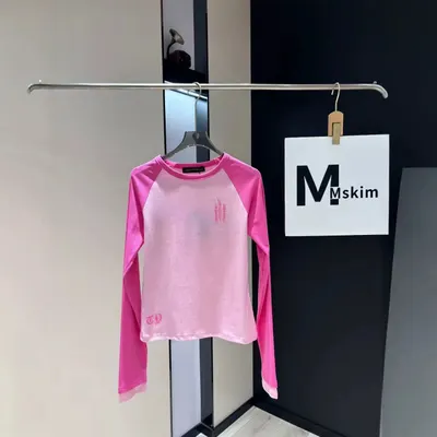 Mskim Long Sleeve Pink Casual T-Shirt