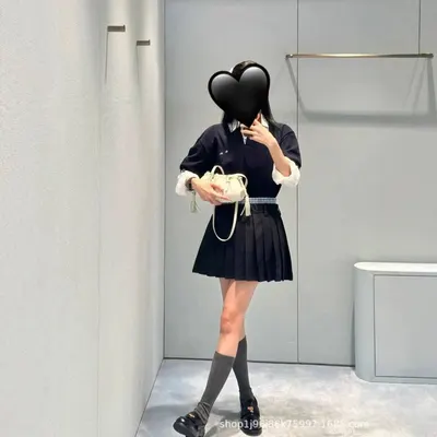 Black Pleated Skirt Dress Navy School Style