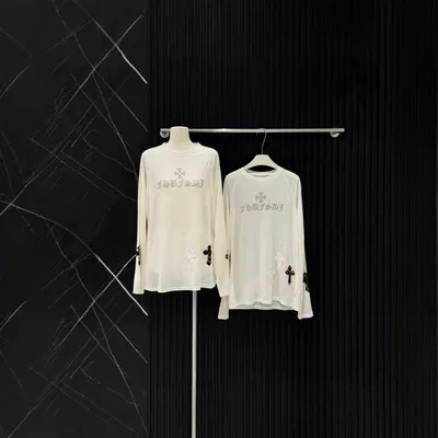 Thutshay White Long Sleeve Embroidered T-Shirt