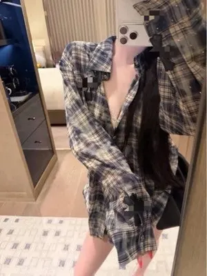 Plaid Long Sleeve Shirt Black White Casual Style