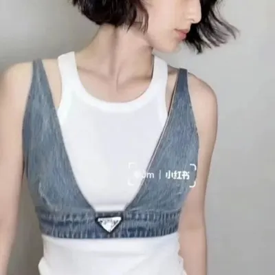 Denim Vest Blue Casual Top