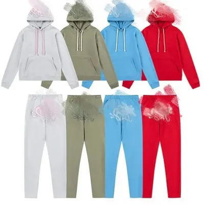 Cotton Hoodie Set White Casual Tracksuit