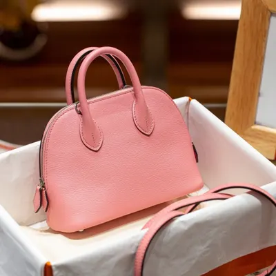 Pink Leather Dome Shape Handbag