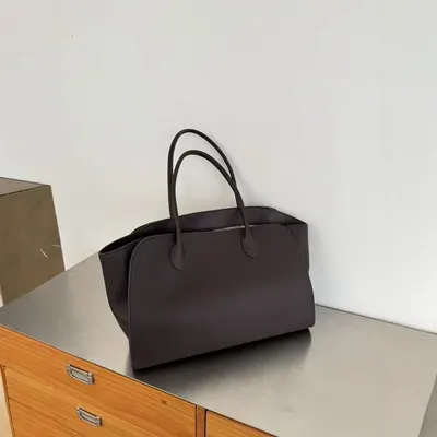 Leather Tote Bag Black Minimalist Style