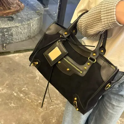 Leather Tote Bag Black Classic Shoulder Bag