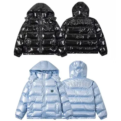 Unisex Puffer Jacket Black Glossy Winter Coat