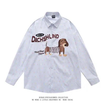 Unfailing Dachshund Light Blue Printed Long Sleeve Shirt