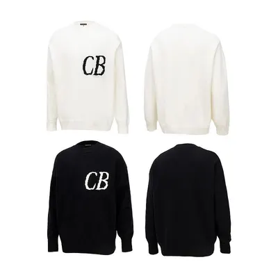 CB Logo Knit White Black Oversized Sweater