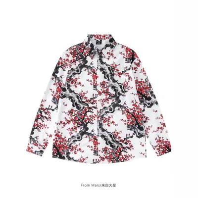 From Mars Floral Print White Long Sleeve Shirt