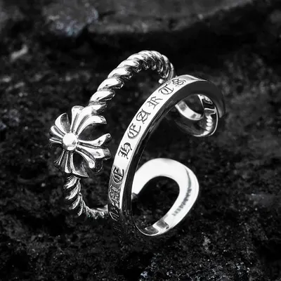 Silver Floral Ring Open Adjustable Vintage
