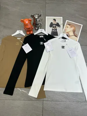 Chanel Logo Long Sleeve T-Shirt Black Casual