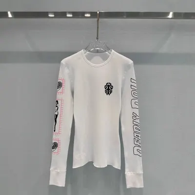 White Long Sleeve Graphic T-Shirt Casual Top