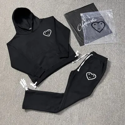 Catsicko Hoodie Set Black Casual Sweatshirt Pants