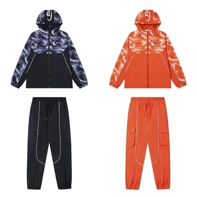 Tropstar Hooded Tracksuit Black And Orange Sportswear