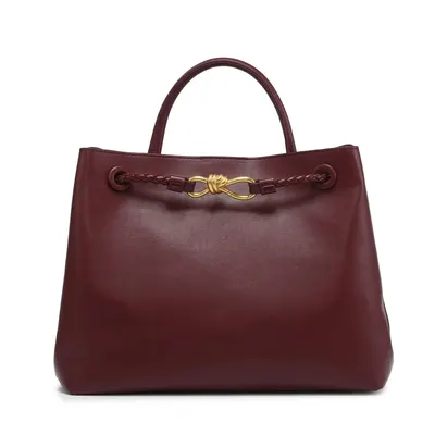 Leather Tote Bag Burgundy Classic Handbag