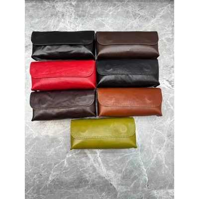 Leather Wallet Black Classic Clutch