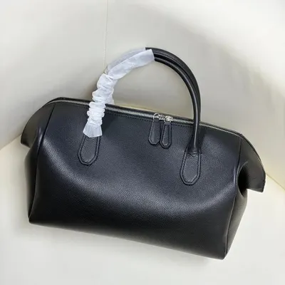 Leather Duffle Black Classic Tote Bag