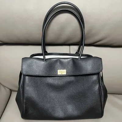 Leather Tote Bag Black Classic Handbag