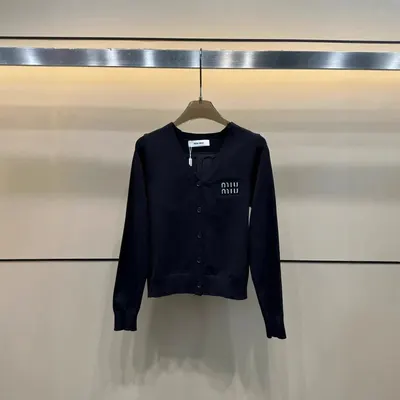 Miu Miu Cardigan Black Knit Sweater