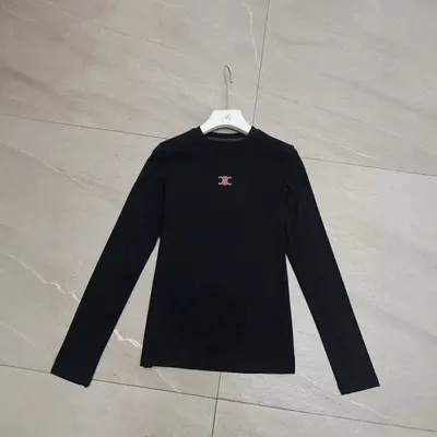 Black Long Sleeve T-Shirt With Embroidered Logo